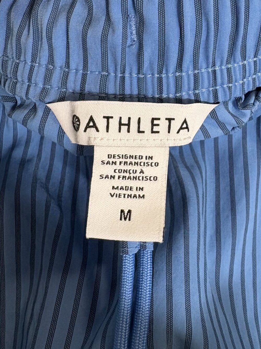Athleta Blue Pinstripe Drawstring Shorts - Picture 3 of 3